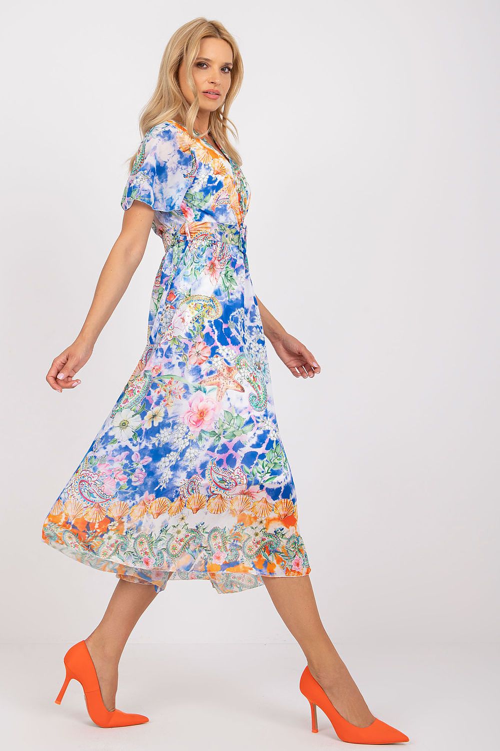 Italy Moda Summer Frilled Daydress with Envelope Neckline