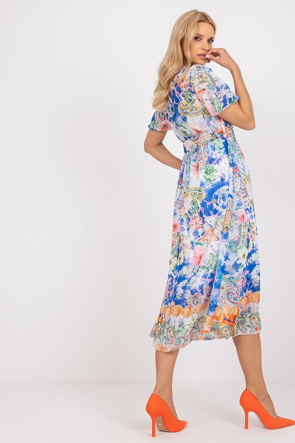 Italy Moda Summer Frilled Daydress with Envelope Neckline