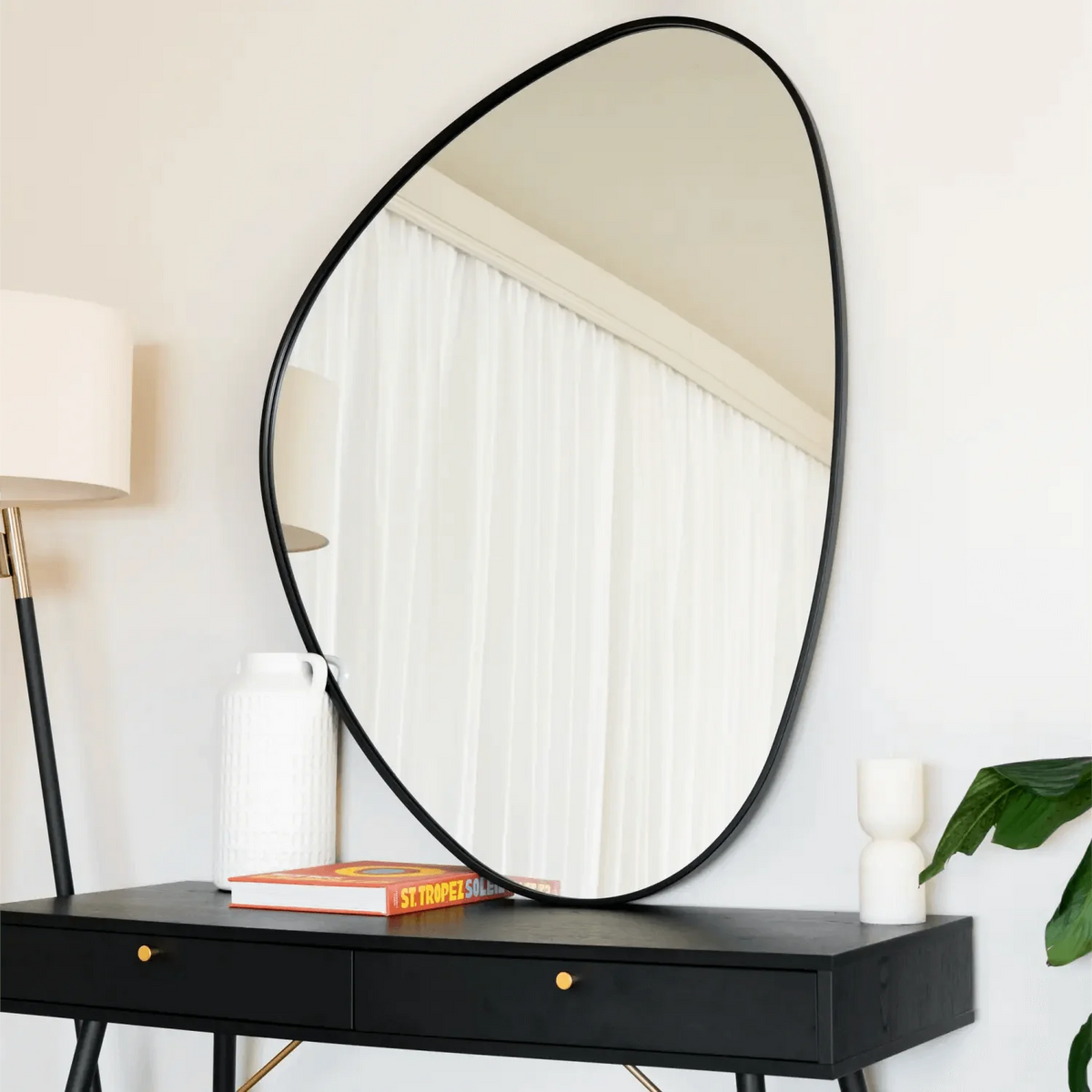 Izumi- Black Metal Irregular Pebble Mirror - 120cm x 90cm