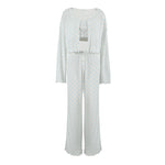 Knitted Heart Print Comfortable Pyjamas Three Piece Set