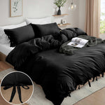 Knotted Duvet Cover Set Black King