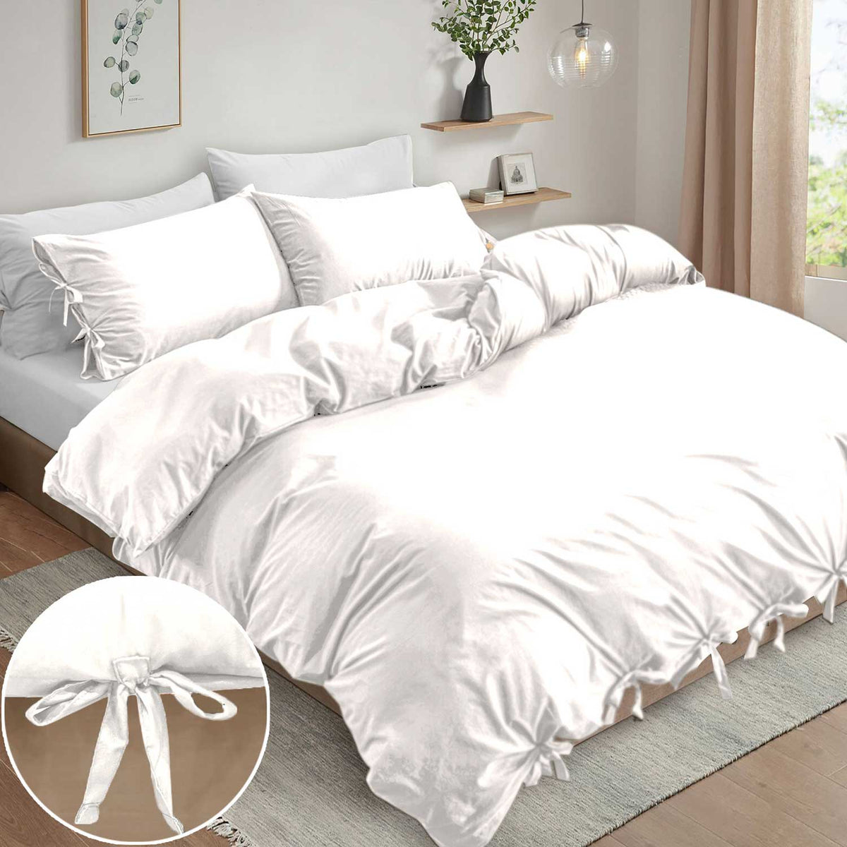 Knotted Duvet Cover Set White