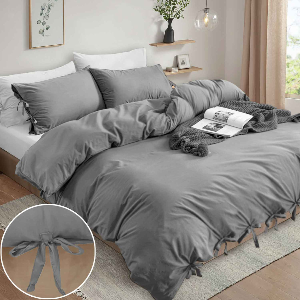 Knotted Duvet Cover Set Grey