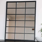Kyō - Black Metal Rectangle Lattice Window Mirror - 90cm x 70cm
