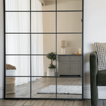Kyō - Full Length Black Metal Rectangle Lattice Grid Mirror - 180cm x 105cm.