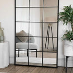 Kyō - Full Length Black Metal Rectangle Lattice Window Mirror - 180cm x 90cm