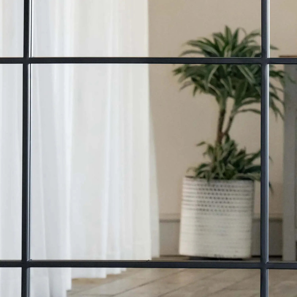 Kyō - Full Length Black Metal Rectangle Lattice Window Mirror - 200cm x 120cm