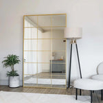 Kyō - Full Length Gold Metal Rectangle Lattice Window Mirror - 200cm x 120cm