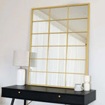 Kyō - Gold Metal Rectangle Lattice Grid Mirror - 120cm x 95cm