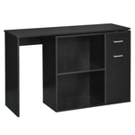 L-Shaped Desk Computer Corner Desk, Adjustable Dining Table with Storage Shelf and Drawer, Workstation for Home Office, Black