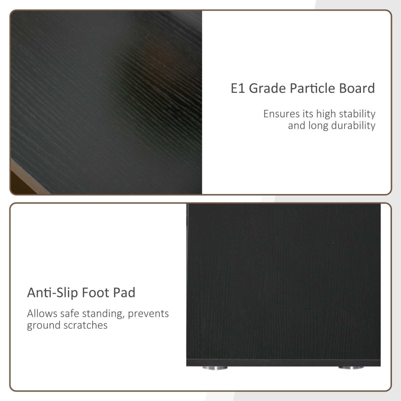 L-Shaped Desk Computer Corner Desk, Adjustable Dining Table with Storage Shelf and Drawer, Workstation for Home Office, Black