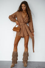 LaBalancia Lightweight Wrap Neckline Puffy Sleeve Jumpsuit