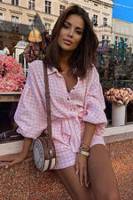 LaBalancia Muslin Button-Up Shirt and High-Waist Shorts Co-Ord Set