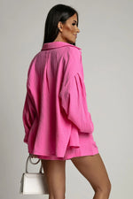 LaBalancia Muslin Button-Up Shirt and High-Waist Shorts Co-Ord Set