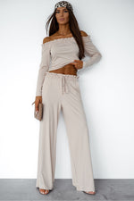 LaBalancia Off-Shoulder Spanish Neckline Loungewear Set - Sensual Viscose Chic