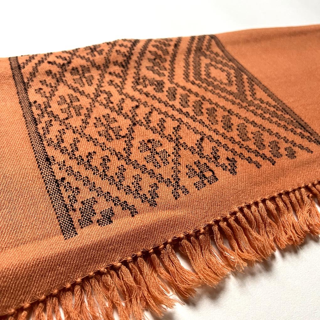 Lambswool Kasardevi Handwoven Shawl | Burnt Orange