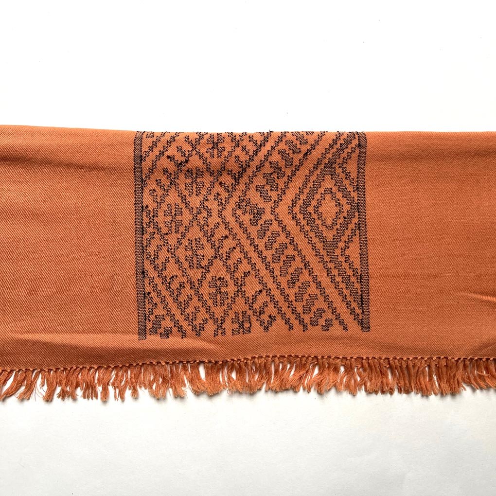 Lambswool Kasardevi Handwoven Shawl | Burnt Orange