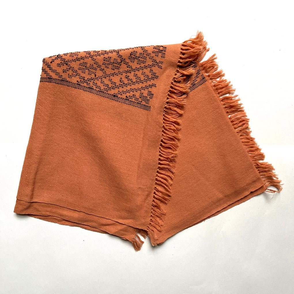 Lambswool Kasardevi Handwoven Shawl | Burnt Orange