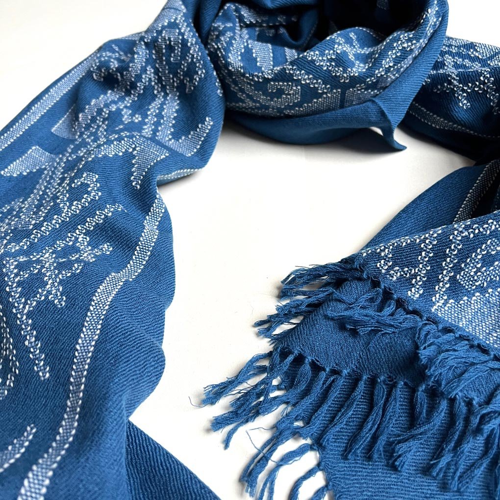 Lambswool Kasardevi Handwoven Shawl | Sea Blue