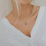 Dainty London Large Gold Blue Topaz Necklace - Astrid