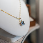 Dainty London Large Gold Blue Topaz Necklace - Astrid