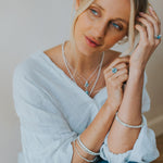 Dainty London Large Silver Blue Topaz Necklace - Astrid