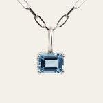 Dainty London Large Silver Blue Topaz Necklace - Astrid