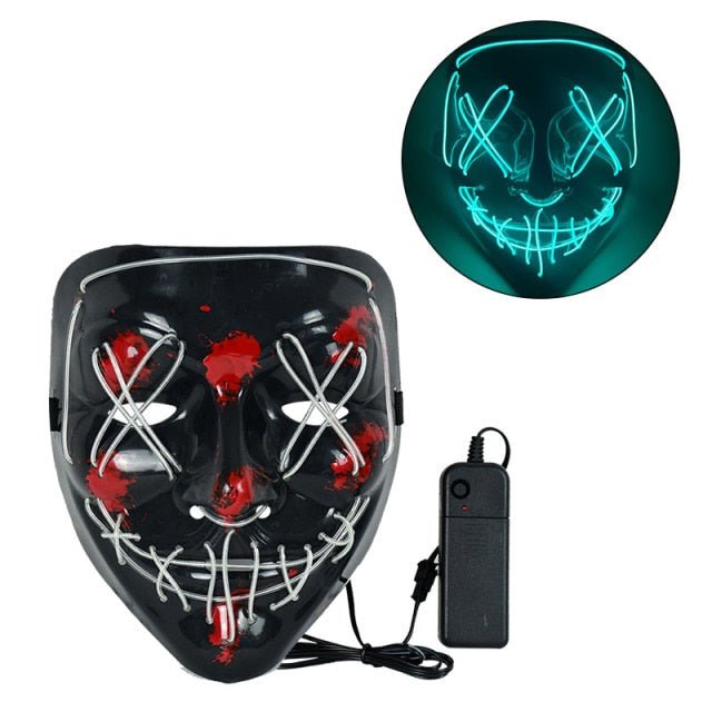 LED The Purge Neon Halloween Mask Light Blue