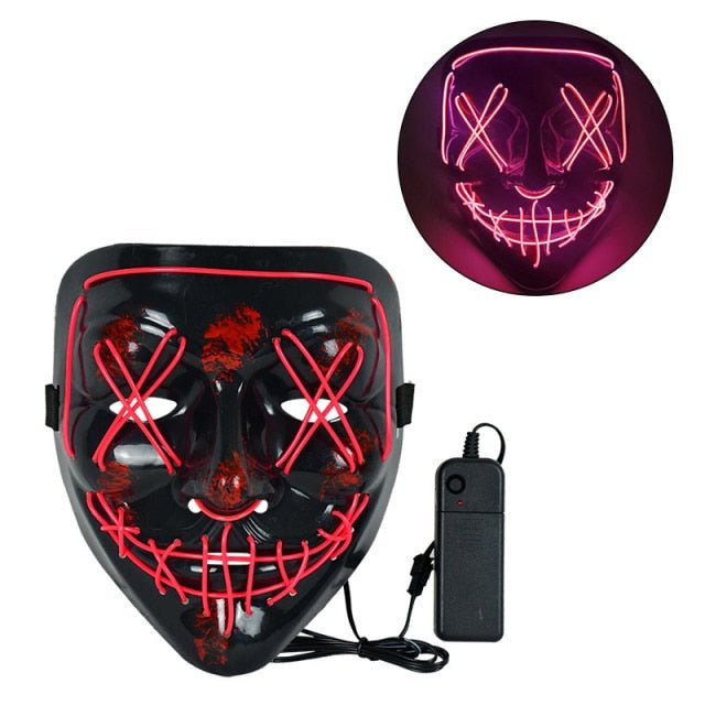 LED The Purge Neon Halloween Mask Pink