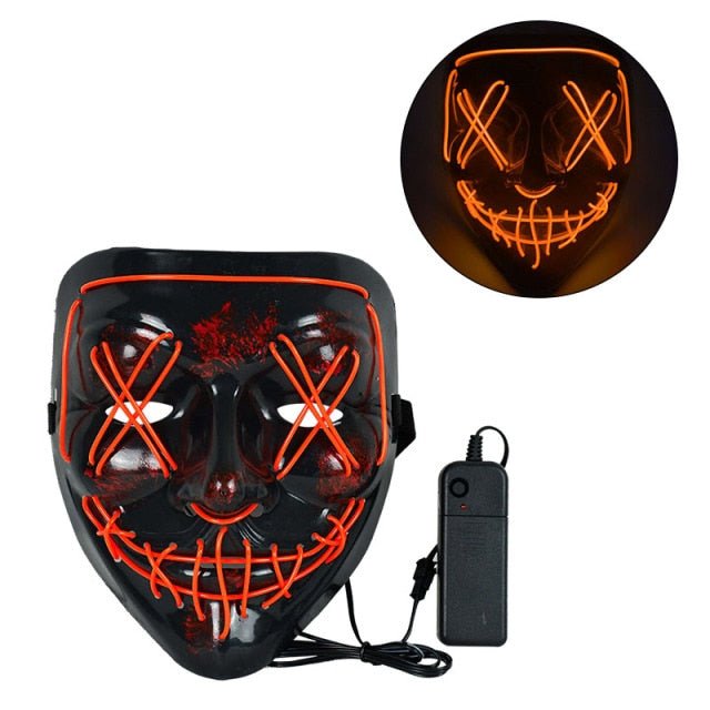LED The Purge Neon Halloween Mask Orange
