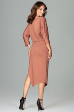 Lenitif Asymmetrical Kimono-Sleeve Dress with Thigh-High Slit