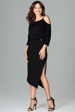 Lenitif Asymmetrical Kimono-Sleeve Dress with Thigh-High Slit