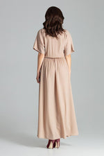 Lenitif Long Kimono-Sleeve Dress with Envelope Neckline