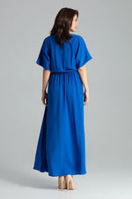 Lenitif Long Kimono-Sleeve Dress with Envelope Neckline