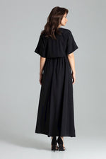 Lenitif Long Kimono-Sleeve Dress with Envelope Neckline