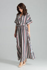 Lenitif Long Kimono-Sleeve Dress with Envelope Neckline