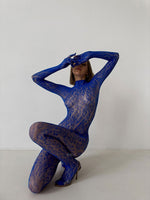 LIBIDO Blue Fishnet Bodysuit One Size