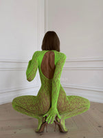 LIBIDO Neon Green Fishnet Bodysuit One Size