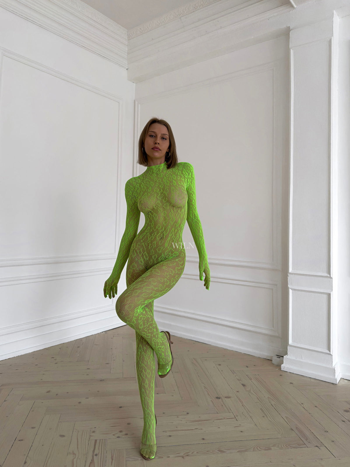 LIBIDO Neon Green Fishnet Bodysuit One Size