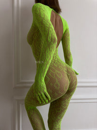 LIBIDO Neon Green One Size Fishnet Bodystocking