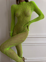 LIBIDO Neon Green Fishnet Bodysuit One Size