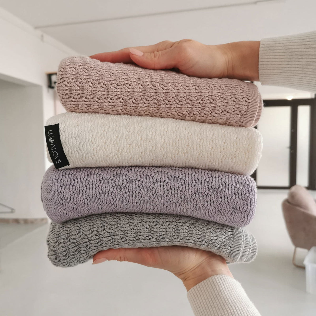 Light cellular bamboo baby blanket - Grey