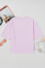 Light Pink Flag Bow Graphic Crewneck T-Shirt