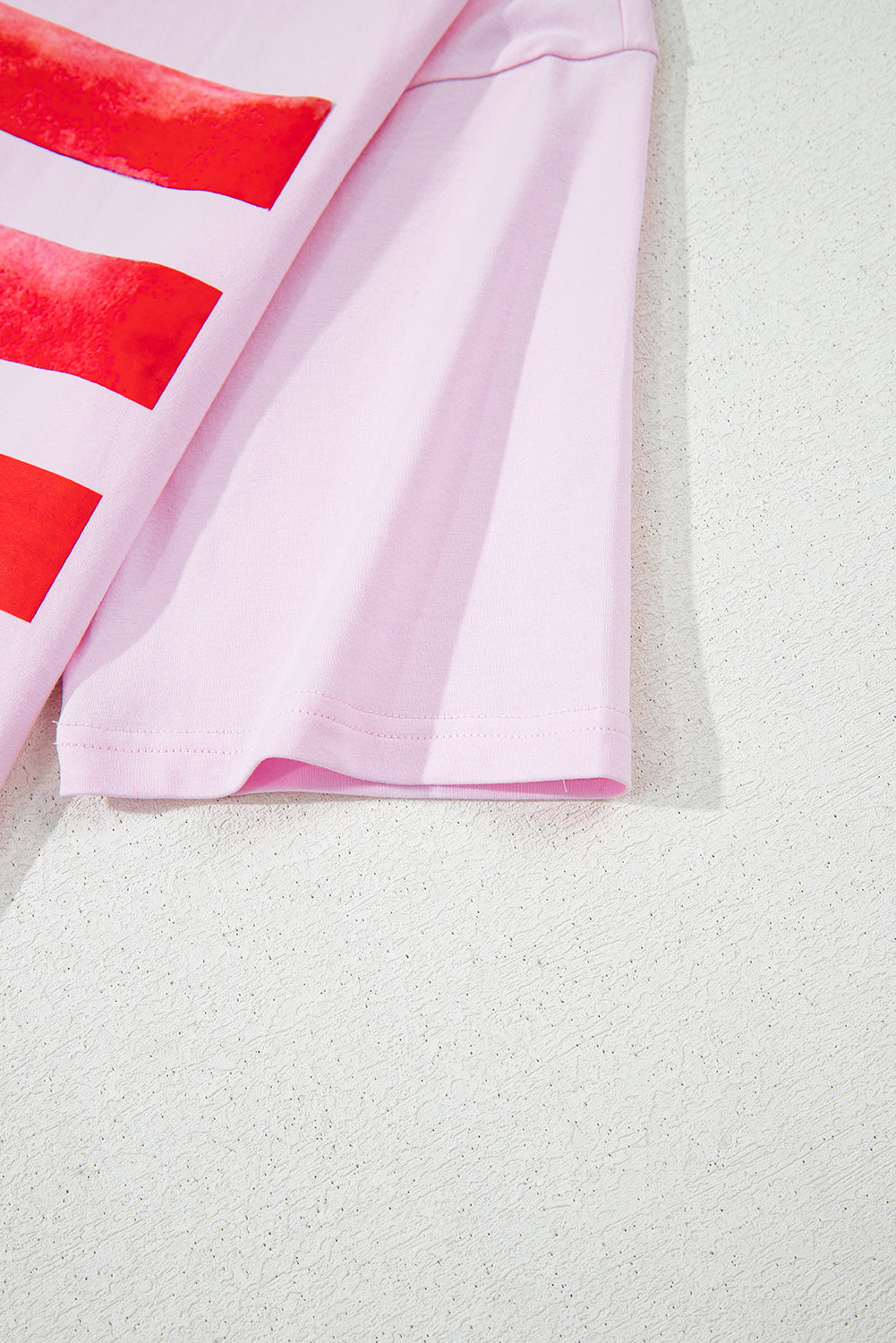 Light Pink Flag Bow Graphic Crewneck T-Shirt