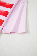 Light Pink Flag Bow Graphic Crewneck T-Shirt