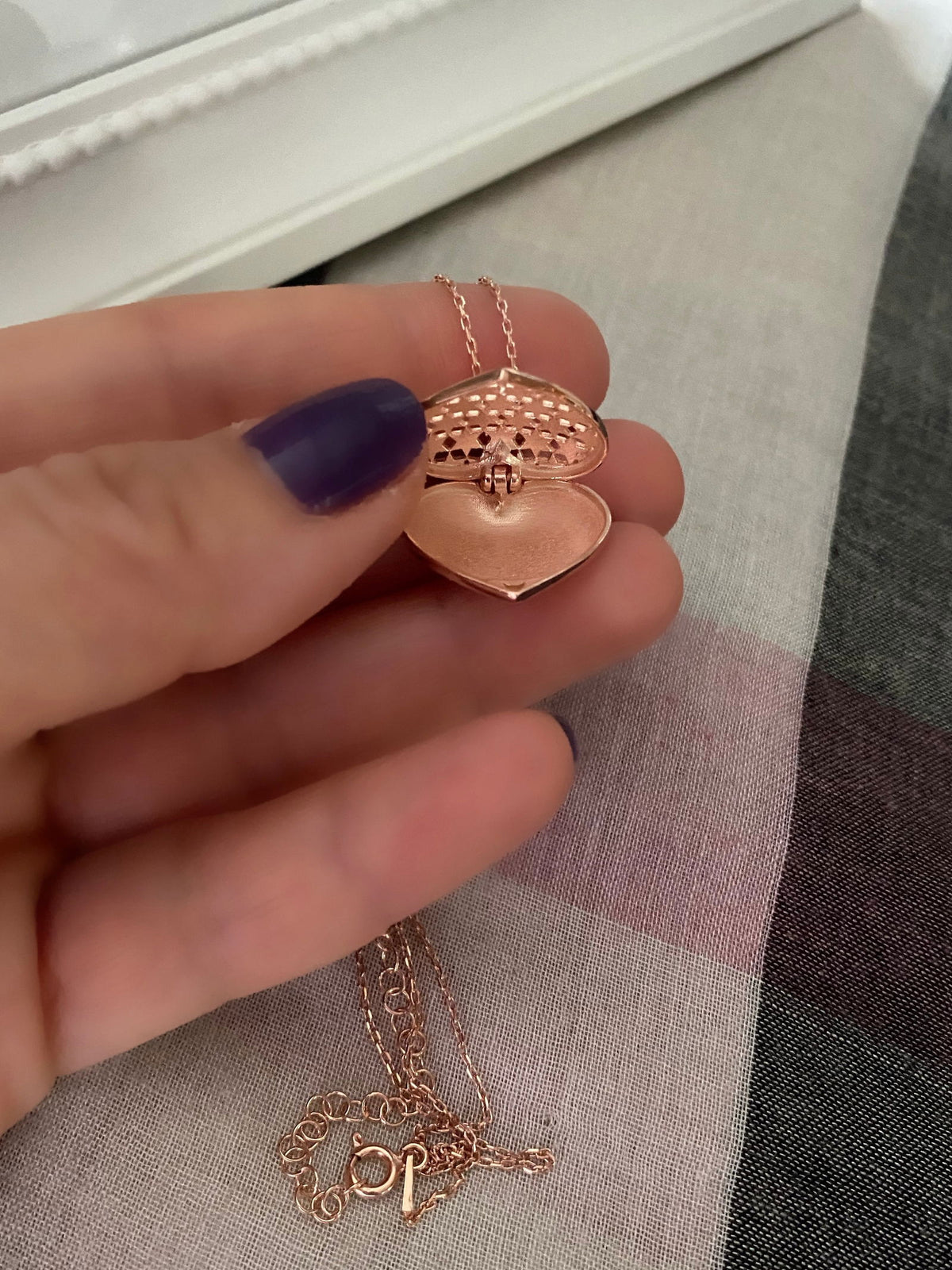 Rose Gold Plated Sterling Silver Locket Necklace