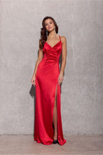 Roco Fashion Alessandra Satin Long Red Dress