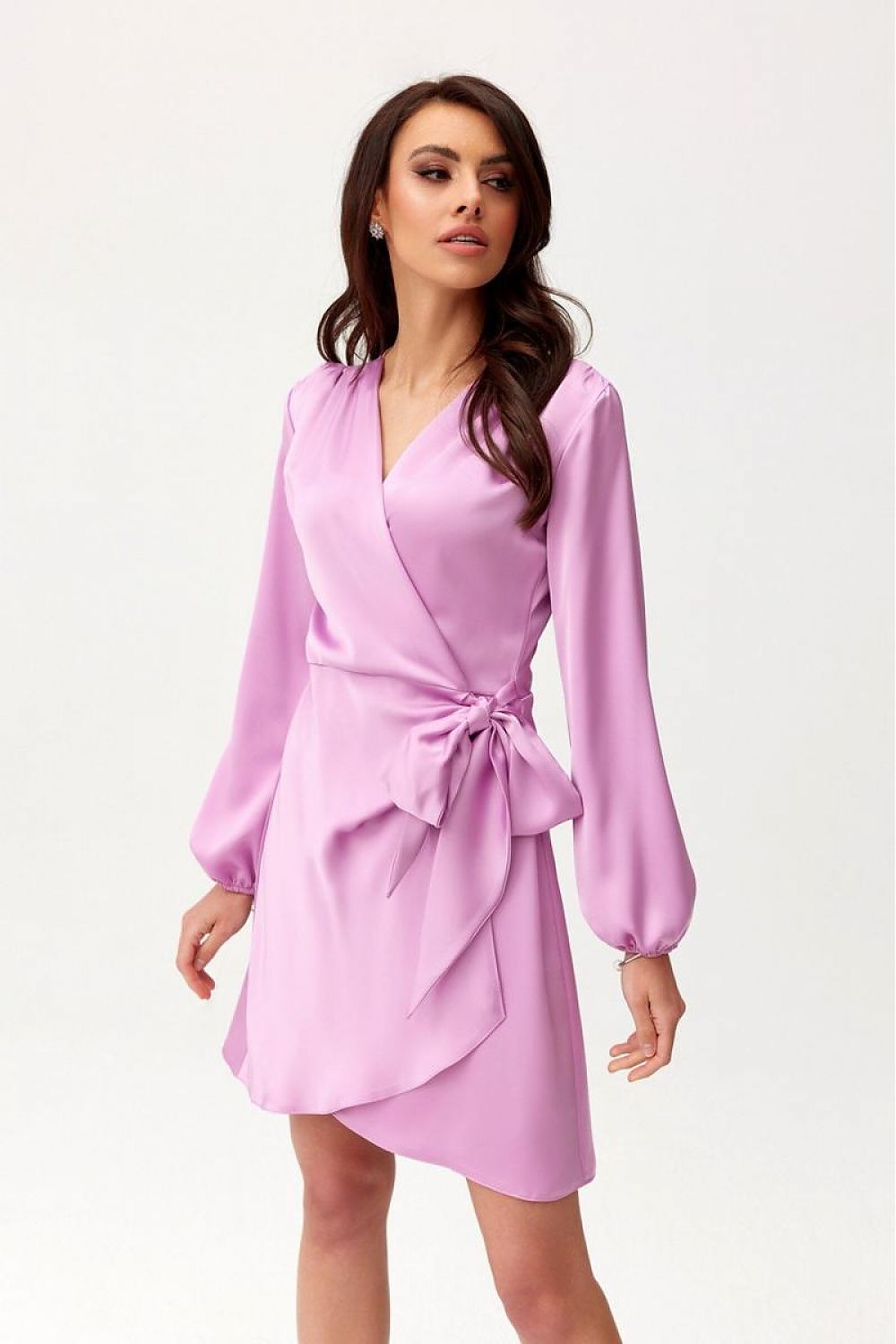 Long Sleeve Satin Short Dress | 12 Colours | Roco Fashion Light Pink