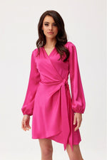 Long Sleeve Satin Short Dress | 12 Colours | Roco Fashion Pink