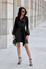 Long Sleeve Satin Short Dress | 12 Colours | Roco Fashion